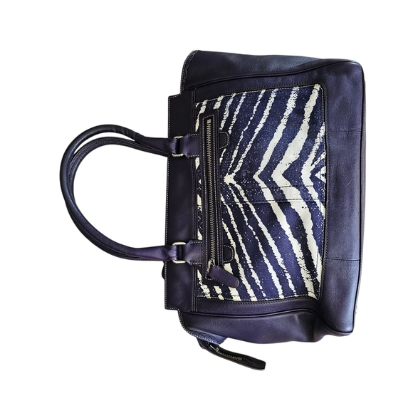 Coach 23409 Legacy Leather Purple Zebra Print Candace Carryall Purse Satchel - Picture 5 of 8